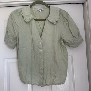 Madewell Pastel Linen Green Button Down Blouse - size 4